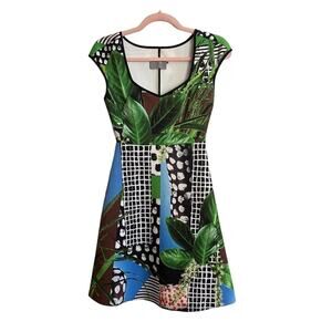 Clover Canyon Leaf Print Scuba Skater Dress